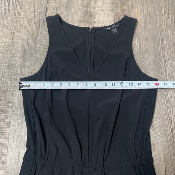 Athleta Brooklyn Ankle Jumpsuit Size 2 Black Sleeveless Pockets Athleisure - Picture 11 of 13
